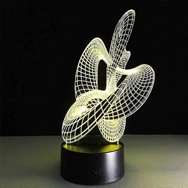 Nattlampa, 3D Optisk Illusion LED-lampa med Touch Sensor Switch 7 Färger Ändring 3D LED-lampa