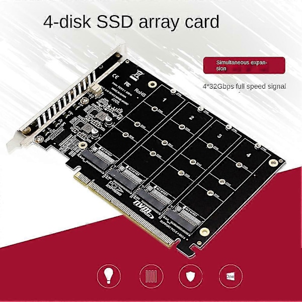 Ph44 Nvme 4-disks Array Kort Pci-e Raid Kort Signal Splitting Utbyggnadskort Nvme Raid Pcie 4.0 3.0