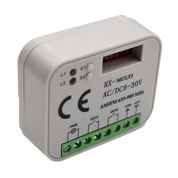 Garajeport Fjernkontroll Mottaker 2-Kanals Kontroller Bryter for 433 868 MHz Sender RX Multi