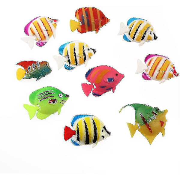 Kunstig fisk i plast for akvariumdekor - 10 stk (tilfeldig fargemønster) kunstig fisk i plast for akvariumdekor - 10 stk (tilfeldig farge