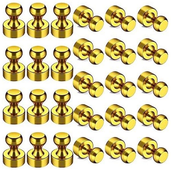 24 Pak Køleskabsmagneter, Magneter til Whiteboard og Magnetiske Tegnestifter til Køkken, Skole, (Guld)