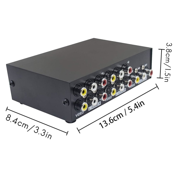 4-ports AV-bryter RCA-switcher 4 inn 1 ut komposittvideo L/R lydvelgerboks for DVD STB spillkonsoll