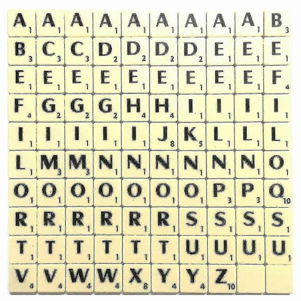 A-z Plastik Scrabble Brikker Alfabeter Bogstaver Med Score Tal