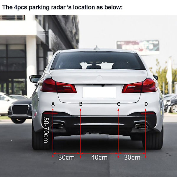 Parkeringsensorer för bilar, bilparkeringssensorssystem med 4 sensorer, radar-kit, trådlös backkamera, LCD-alarm, summer