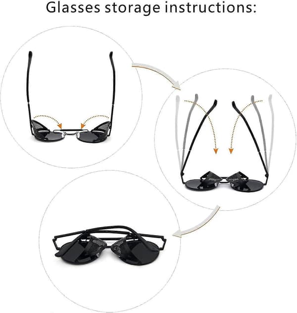 Steampunk Stil Runde Vintage Polariserte Solbriller Retro Briller