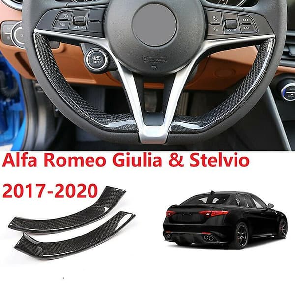 2 stk Dekorative Deksel i Karbonfiber til Rattet i Bilens Interiør for Stelvio/ 2016-2018