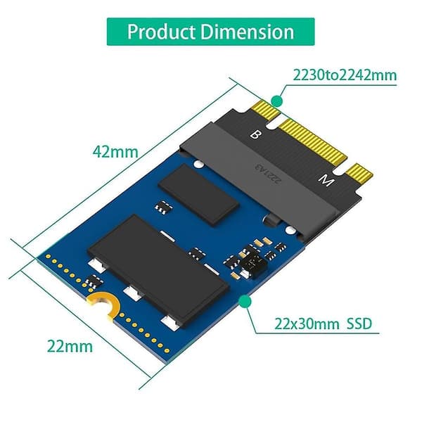M.2 NVME M-Key B+M 2230 til 2242 Forlengelsesadapter Braketter SSD Solid Harddisk Konverteringsramme for Stasjonær Datamaskin