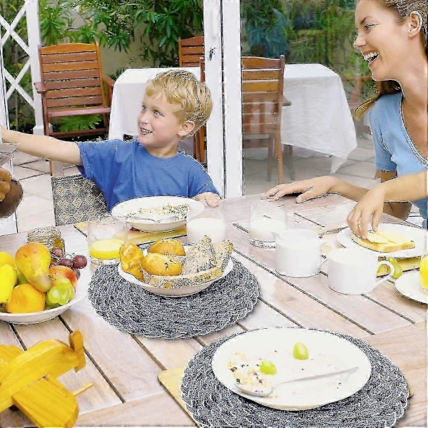 Pöytä Pyöreä Kudottu Ruokapöydän Matto Liukumaton Tabletti, 2 kpl, 38 cm