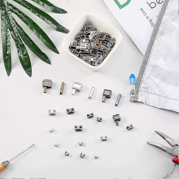 120 Delar Metall Dragkedjehuvud Slider, 4 Storlekar Dragkedja Botten Sliders Fäste Stift, Dragkedja Stopp