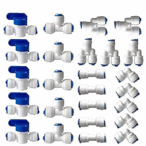 Vattenfilter Omvänd Osmostillbehör, 1/4\" (6mm) Pushfit Rak Koppling För Vattenfilterslang, Kylskåpskopplingar Rör (y+t+i+l Typ Kombination