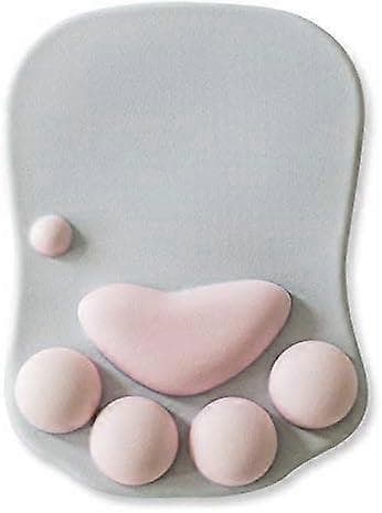 [Katte Klo] Blød Silikone Håndledsstøtte, Sød Håndledspude, Musemåtte, Grå+Pink, 7.9x11.4