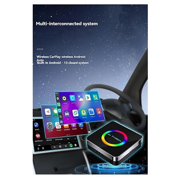 Android 13 Ai TVBox Ai Box Carplay WIFI6 2G+16G Trådlös Carplay/Android Auto Carplay till Android Ai