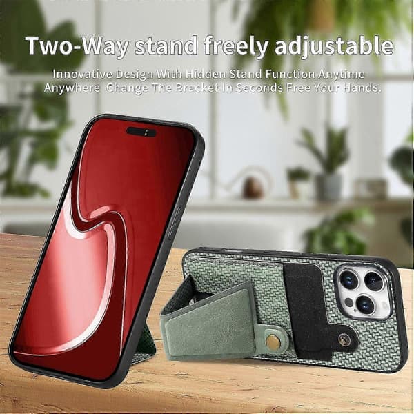 For iPhone 16 Pro Deksel K-Formet Støtte Lær+PC+TPU Telefondeksel -