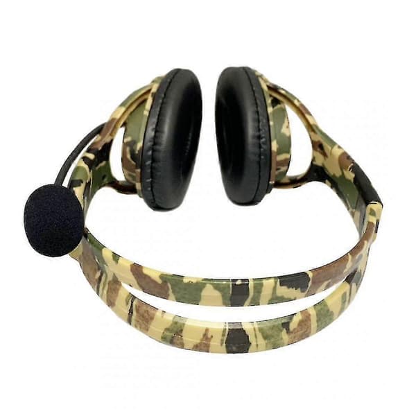 PS4 Kamouflage Bilateralt Stort Headset Trådbundet Spelheadset Gult-grönt