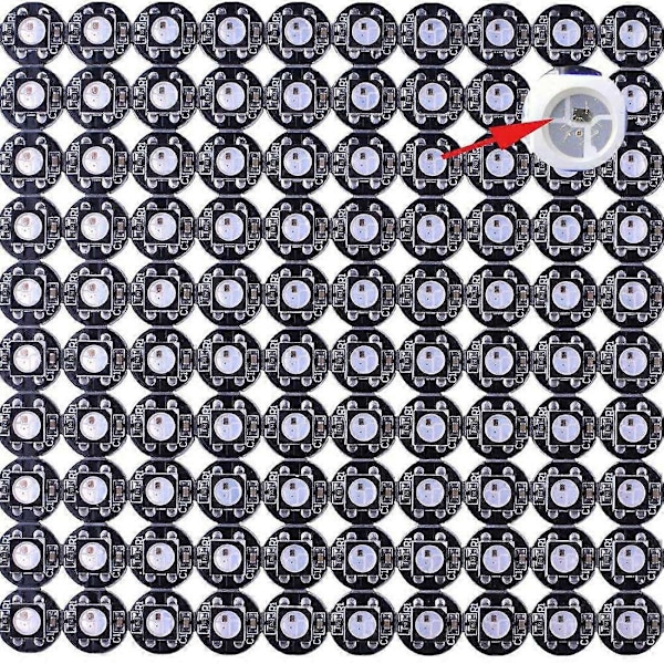 100 kpl WS2812B WS2812 LED-siru & jäähdytyslevy 5V 5050 RGB WS2811 IC Sisäänrakennetut pikselimoduulit (musta)