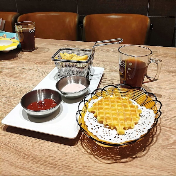 SBSG 6 stk. saucer i rustfrit stål, krydderiskåle, krydderiskåle, dyppeskåle, serveringsskåle, sushi sojaskåle, sølvfarvet