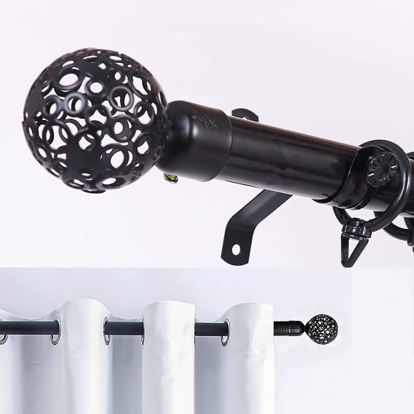 Curtain Rod Sphere Finials, 2pcs For Eyelet Curtainsblack