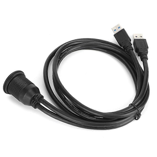 Vattentät USB3.0-kabel med dubbla portar för bilinstrument, data, bajonett, panel