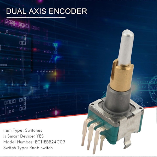 EC11EBB24C03 Dubbelaxlig Encoder med Brytare 30 Positioneringsnummer 15 Handtag 25mm