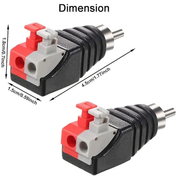 6 kpl RCA-kaiutin subwoofer-johtoadapteri RCA Phono -kaiutinuros AV 2 ruuviliittimeen Video Audio Spring Press Balun -tyyppi CCTV:lle