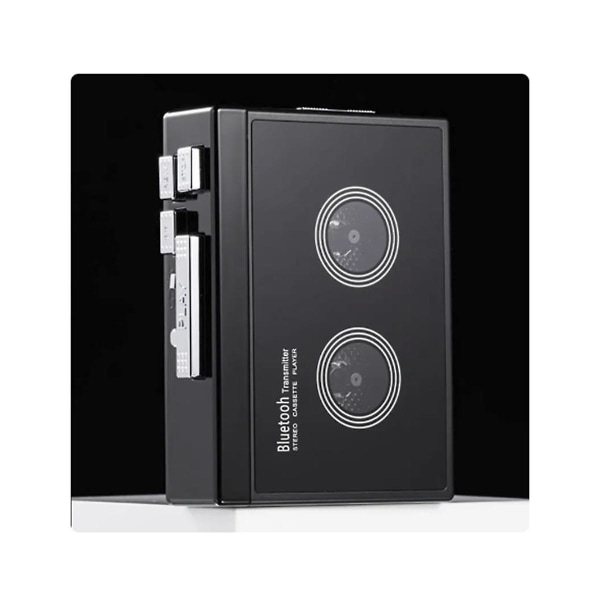 Svart Retro Stereo Kassettspelare Walkman Kassett Band Musik Audio Auto Reverse med Bluetooth