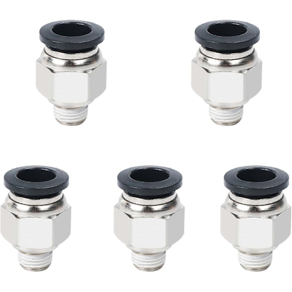 5 stk. lige pneumatiske push-to-quick-connect fittings, 12 mm rør OD x 1/8\" hangevindingskonnektor pneumatiske fittings