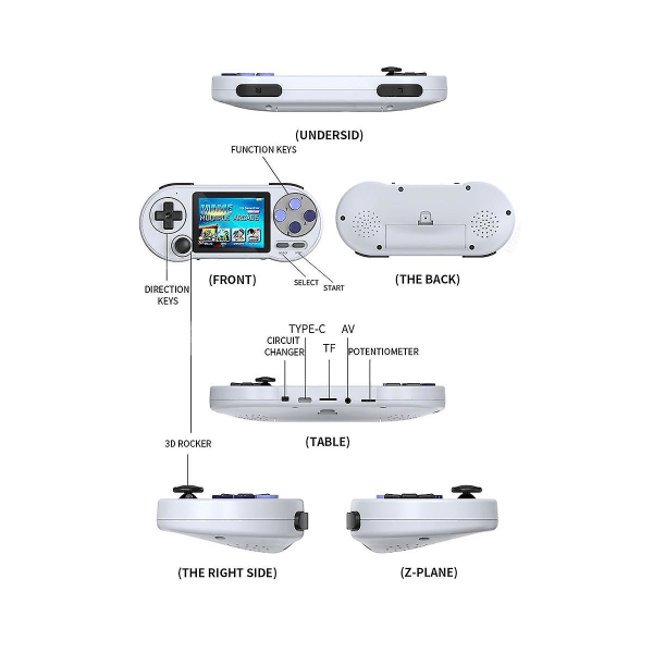 SF2000 Handheld Game Console Player+Handle Mini Game Pad Inbyggd 6000 spel Retro Game Support AV