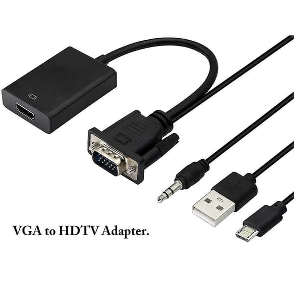 VGA til HDMI-kompatibel han til hun konverterkabel 3,5 mm lyd
