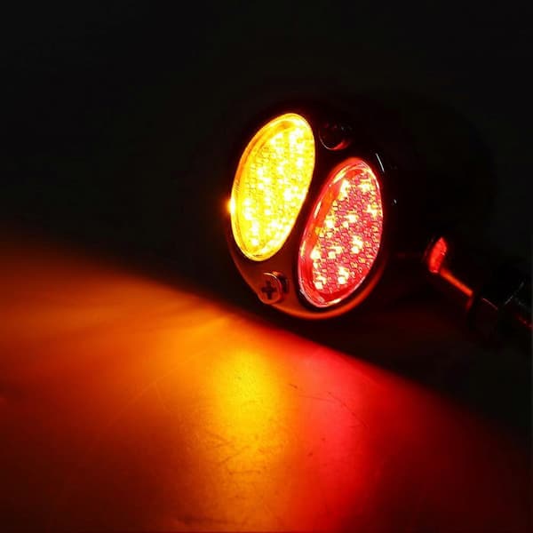 Motorcykel LED Blinklys Bremslys Metalhus Blinklys 12V 4 Ledninger Sort