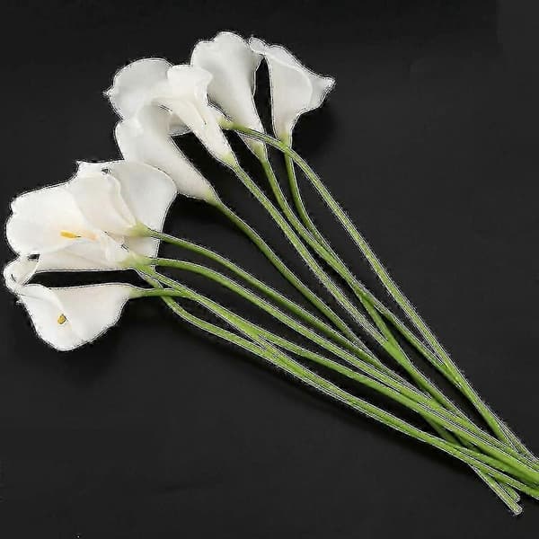 Calla Bröllopsbukett 10 Huvuden Latex Real Touch Kc51 Vit
