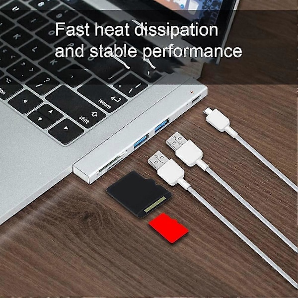 Dubbel Typ C Hub USB-C till USB 2.0 PD Laddning TF Secure Digital Kort Dock Adapter