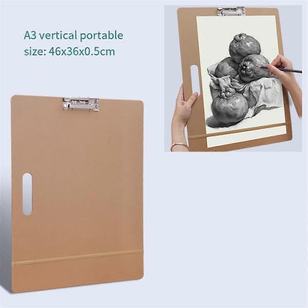 A3 Tegnebræt, 46x36cm Bærbart Kunst Clipboard med Robust Klemme og Elastikker til Klasseværelse, D