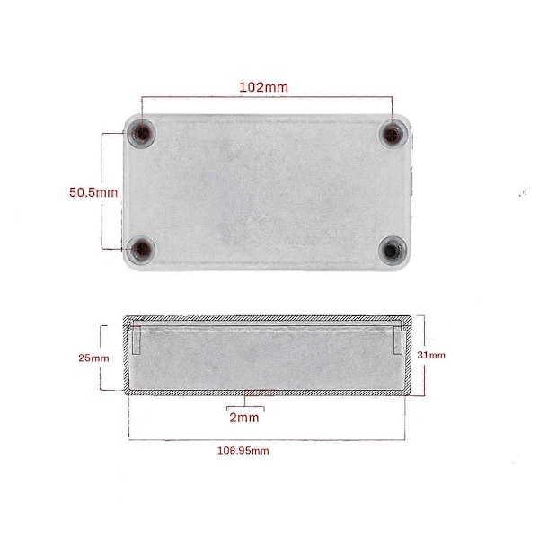 4 stk 1590B Gitarpedalhus Aluminium Trykkstøpt Stomp Box Kasse Toggle Switch Box 112x61x32mm