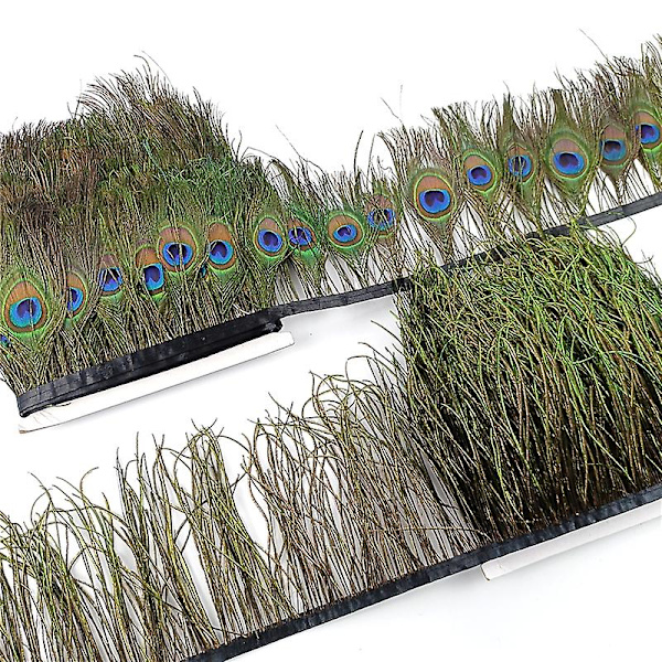Naturlige Hanefjer Trim Peacock Fjer Kantbånd Dekoration Til Nålkunst Og Håndværk Karneval Tilbehør