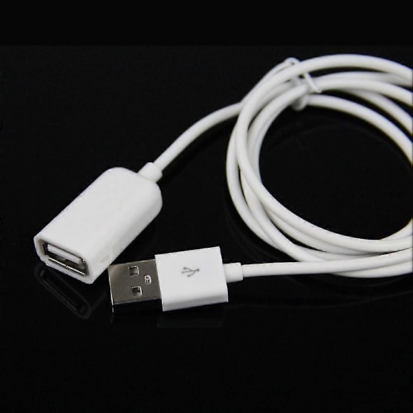 Vit PVC Metall USB 2.0 Hane till Hona Förlängningsadapter Kabel Sladd 1m 3Ft