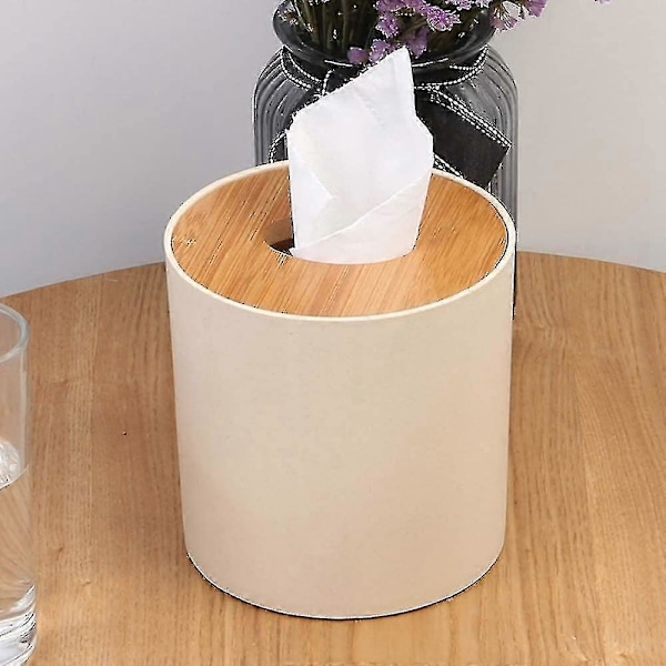 Servettbox Rund Servettbox För Hemmakontor Bil Multifunktionell Praktisk Servettbox (vit 13,5 X 13,5 Cm) (shikai)-YUHAO