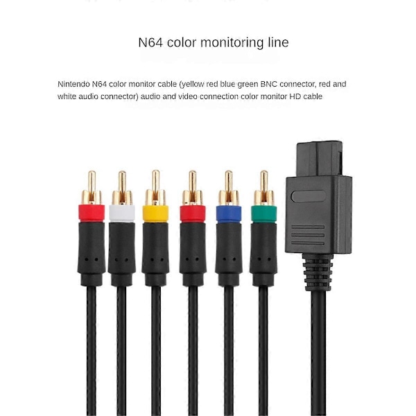 RGB/RGBS-kabel for N64 SFC SNES Videokonsoller Komposittkabel Sterk Stabilitet Uten BNC-adapter