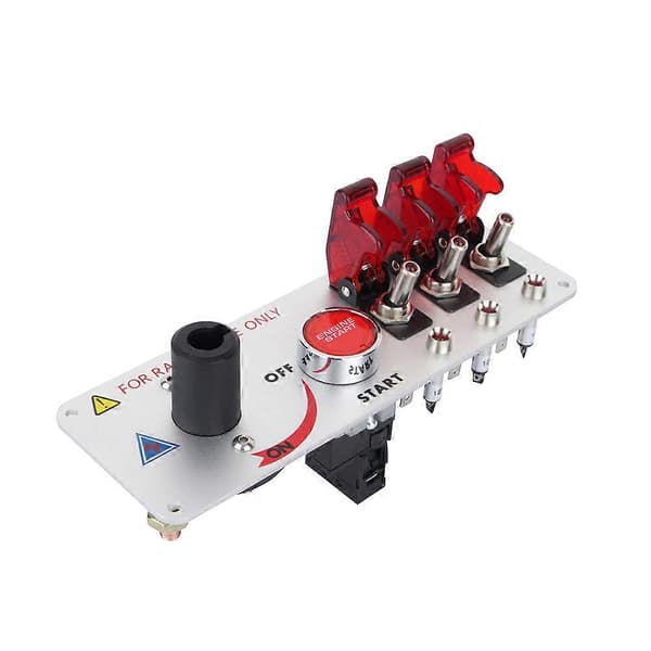 5 i 1 DC 12V Uppfällbar Tändningsvippströmbrytare Panel Bilmotor Start Tryckknapp med LED