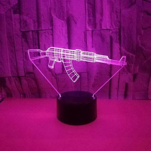 SBSG Gevär 7 Färgskiftande 3D Bordslampa Vapen 3D Led Nattlampa USB Touch Sensor Dekorativa Lampor Barn Ungar Gåva