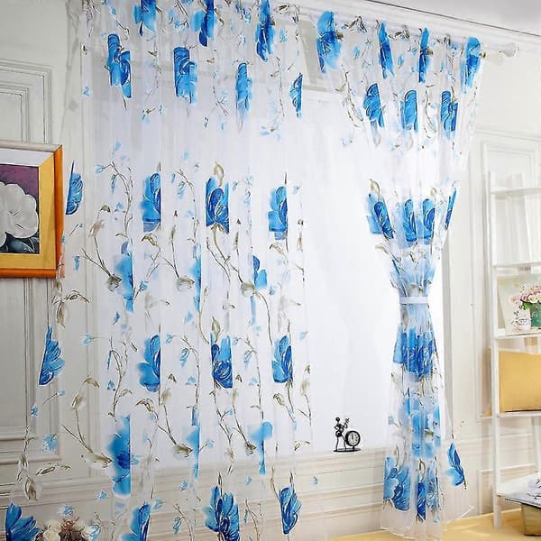 1 stk. Vinranker Blader Tyll Dør Vindusgardin Draperingspanel Transparent Skjerf Kapper