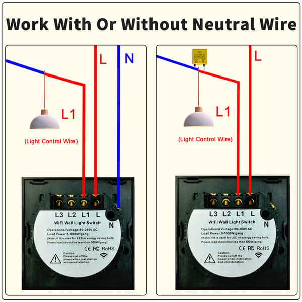 Graffiti WiFi Smart Touch Switch US & EU Standard Enkelt/Nul/Strømførende Universal Hærdet Glas Dual-Mode Panel RF433