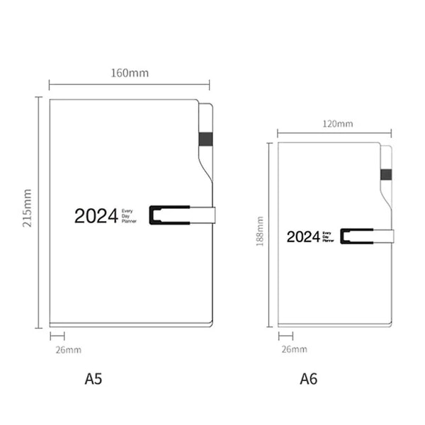 2024 Plan A6 Schema Denna Kalender 1 Sida 1 Dag Anteckningsbok Kontorsmaterial Anteckningsbok Kontorsverktyg