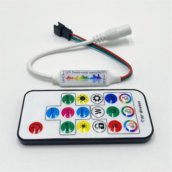 17-tasters Fantasy Musik Lampe Bælte Controller DC Hoved Farverig 5-24V LED Lavtryks Lysstrimmel