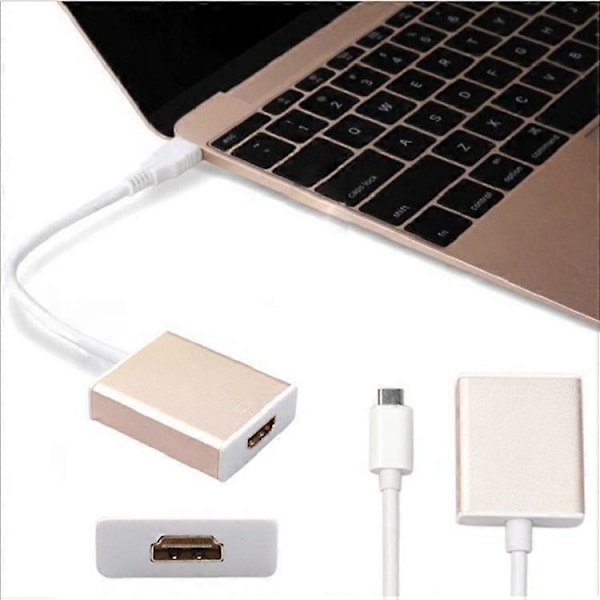 USB 3.1 Type-C til HDMI adapterkabel til MacBook til HDMI HD videokonvertering 2K, 2-pak