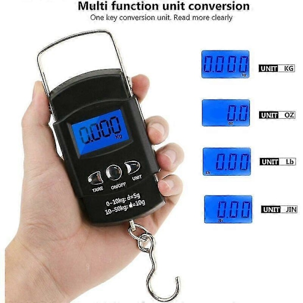 Bagagevåg Portabel Rese Fiskvåg 110ib/50kg Bakgrundsbelyst LCD-display