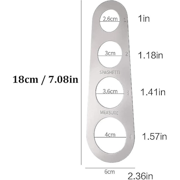 Spaghetti-måler, køkkenredskab til måling af spaghetti-mængde med 4 målehuller (måler op til fire voksne portioner)