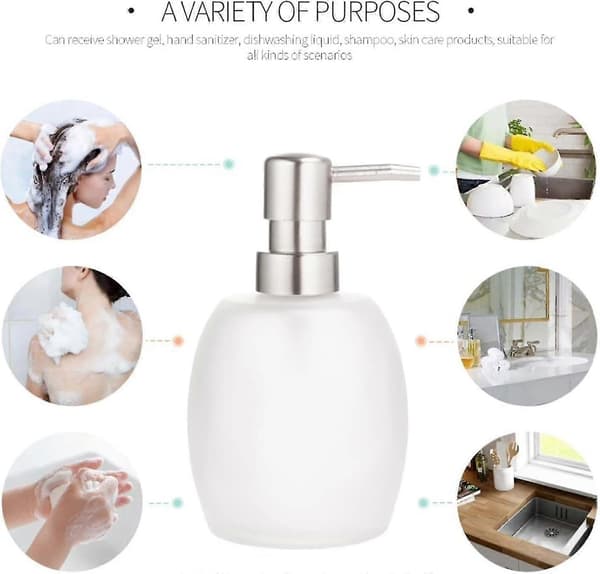 Såpedispenser Baderom Såpedispenser Glassflaske ABS Hode Metallpumpe Lotionbeholder Flaske Flytende Såpedispenser 443 ml Automatisk Såpedispenser B