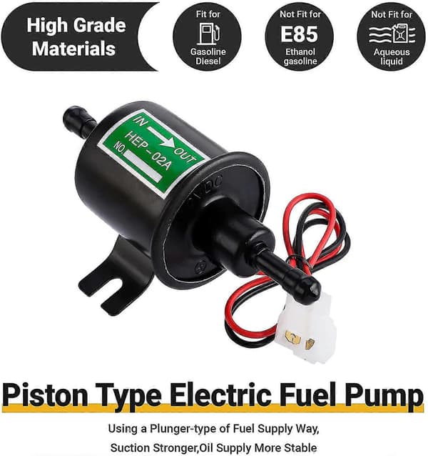 Universal 12V Elektrisk Bensinpump - 4-7psi Ström 1,0-2,0A Inlopp och Utlopp Diameter 8mm (5/16\") Extern Pump