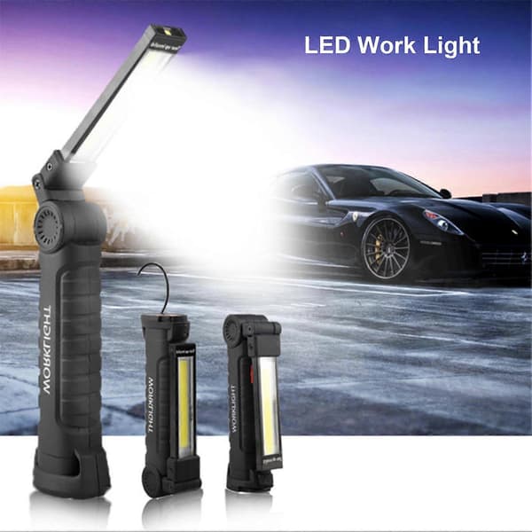 Arbeidslampe Multifunksjonell USB Oppladbar Magnetisk COB LED Inspektørlampe Lommelykt for Innendørs