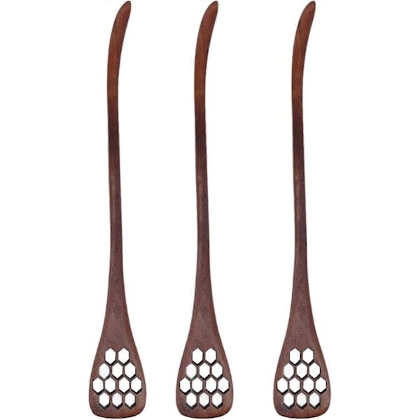 Honningdrypper 3 stk., Honningdyppe Honningkam Honningpind Honningdyppe Ske Spisepind Dyppe (brun)